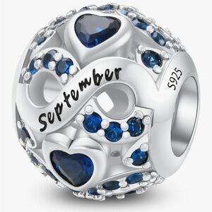 September Birthstone charm in sterling silver 925 barrel style to fit pandoras